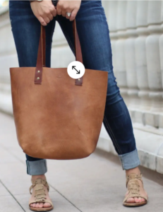 Ashley Fine Brown Monogram Leather Tote Bag- Personalized Gifts For Mom