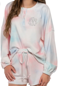 Comfy and Adorable Monogram Tie-Dye Pajama Set- Personalized Gifts For Mom